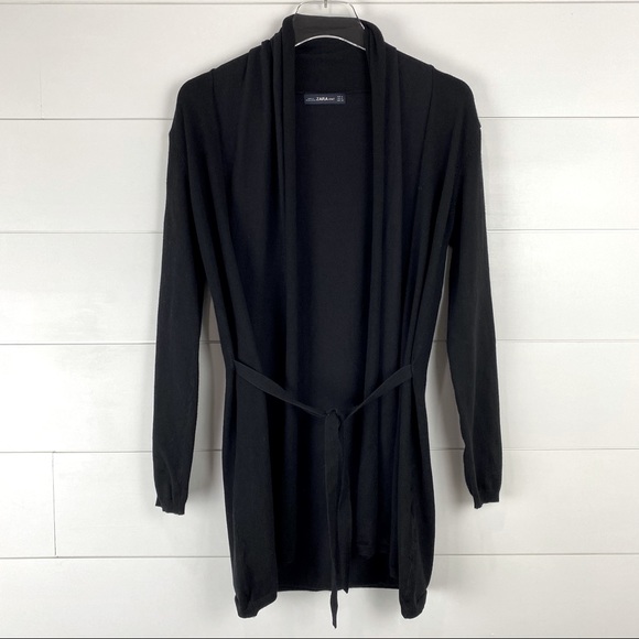 ZARA KNIT medium belted shawl cardigan sweater - Picture 2 of 10